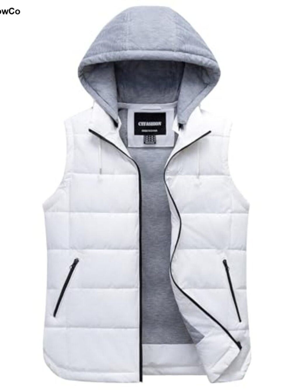 Women's Quilted Puffer Vest Winter Sleeveless Jacket Removable Hood Zip Up